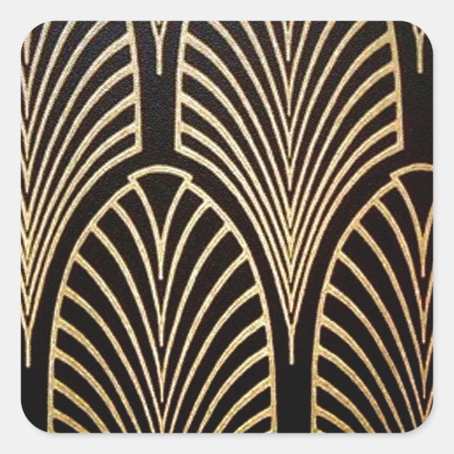 Jugendstil, Art Deko, Fanmuster, Bronze, Gold, bl Quadratischer Aufkleber (Vorderseite)