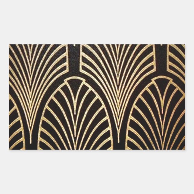 Jugendstil, Art Deko, Fanmuster, Bronze, Gold, bl Rechteckiger Aufkleber (Vorderseite)