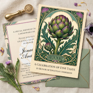 Jugendstil Artischocke Elegante Vintage-Dinnerpart Einladung