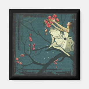 Jugendstil-Ballerina in einem Kirschbaum Magnet
