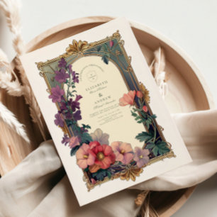 Jugendstil Barock-Rand Florale Hochzeit Einladung