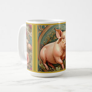 Jugendstil-Bauernhof Schweinefleisch Tasse