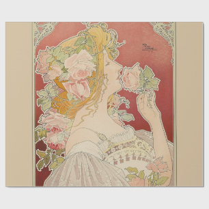 Jugendstil Belle Époque Dame Rosen Livemont Geschenkpapier