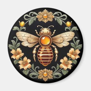 Jugendstil-Biene auf Schwarz Magnet