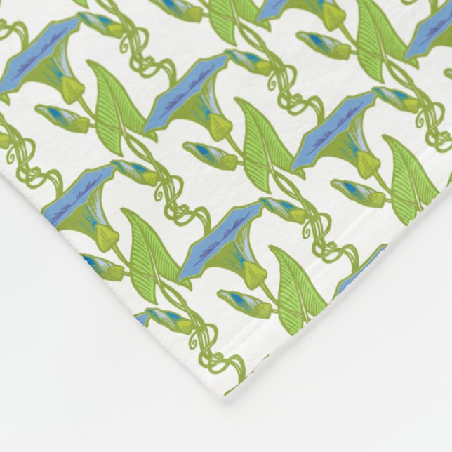 Jugendstil-Blau Ipomoea Tapetenwerfer Fleecedecke (Ecke)
