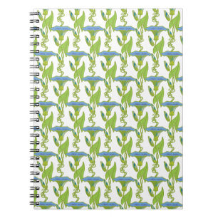 Jugendstil-Blau Ipomoea Tapetenwerfer Notizblock