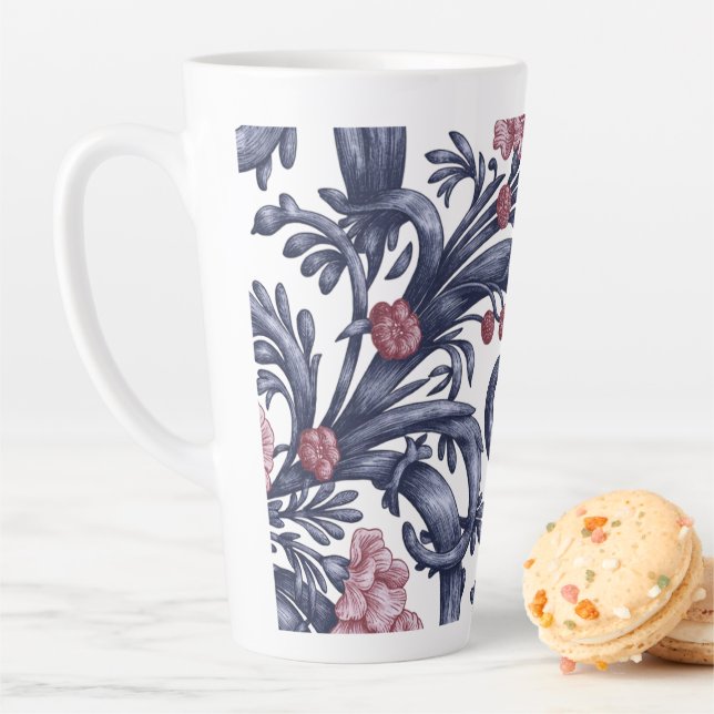 Jugendstil Blau Rosa Latte Tasse (Beispiel)