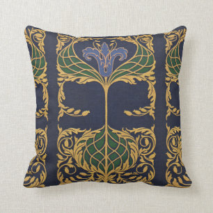 Jugendstil Blauer Lilie Kissen