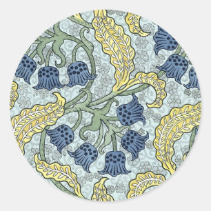 Jugendstil Blauglocken Runder Aufkleber