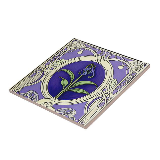 Jugendstil-Bluebell-Blume Fliese (Seite)