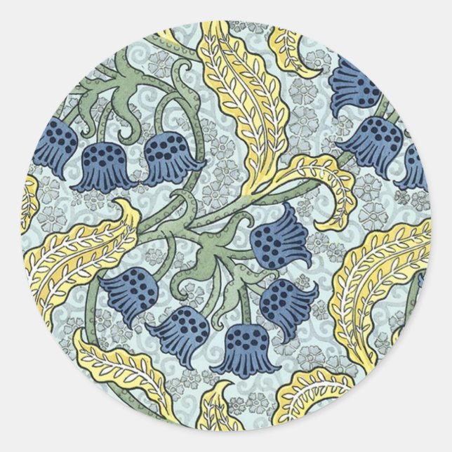 Jugendstil-Bluebells Runder Aufkleber (Vorderseite)