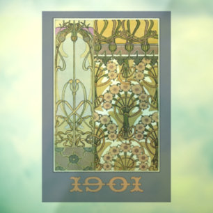 Jugendstil-Blume Alphonse mucha Kunstvoll wandern Fensteraufkleber
