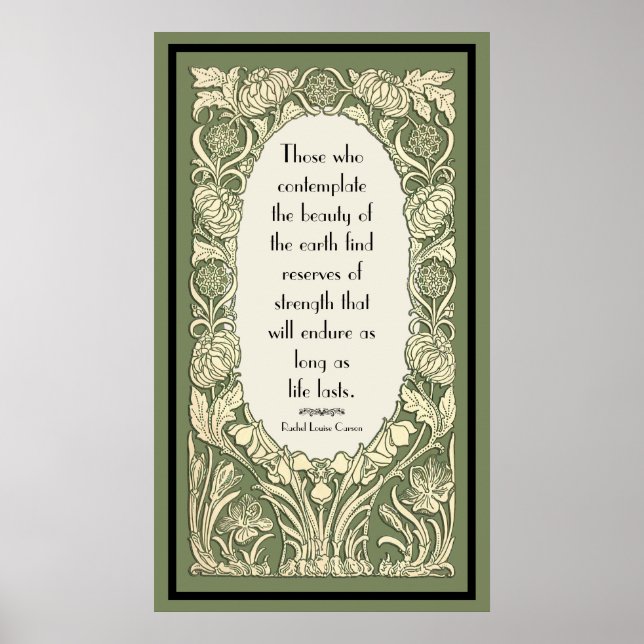 Jugendstil-Blume Blumengrenzangebot Maßgeschneider Poster (Vorne)