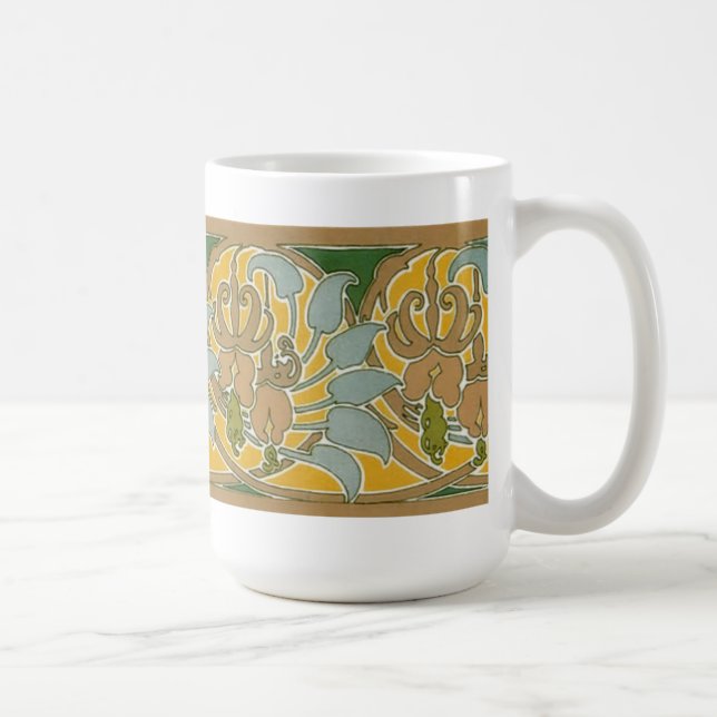 Jugendstil-Blume - Grenze - Tasse (Rechts)
