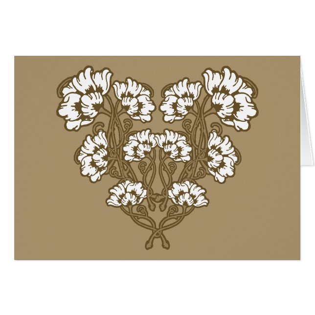 Jugendstil-Blume Herzstück Tan (Vorderseite (Horizontal))