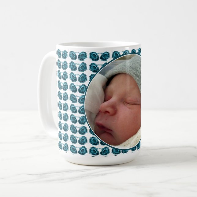 Jugendstil-Blume in Blau Kaffeetasse (Vorderseite Links)