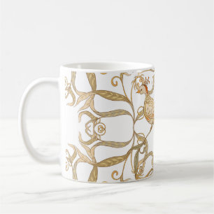 Jugendstil-Blume Vögel Kaffeetasse