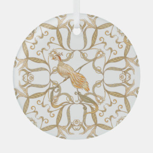 Jugendstil-Blume Vögel Ornament Aus Glas