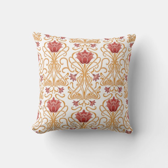 Jugendstil-Blume weiß Kissen (Vorderseite)