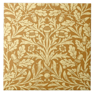 Jugendstil-Blumen-Damaskus, Senfgelb Fliese