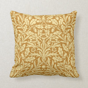 Jugendstil-Blumen-Damaskus, Senfgelb Kissen