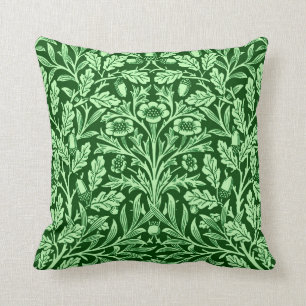 Jugendstil-Blumen-Damaskus, Smaragdgrün Kissen