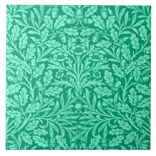 Jugendstil Blumen-Damaskus, Türkis und Aquamarin K Fliese