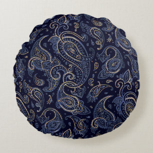 Jugendstil Blumen Denim Design Rundes Kissen