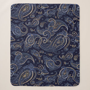 Jugendstil Blumen Denim Design Sherpadecke