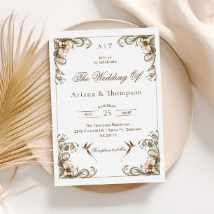 Jugendstil-Blumen-Hochzeitseinladung im Vintage-St Einladung