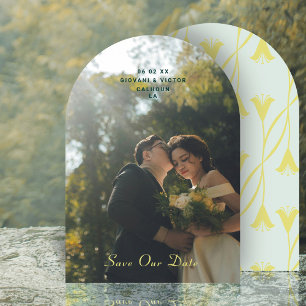 Jugendstil-Blumen-Lilie Save The Date-Ankündigung Einladung