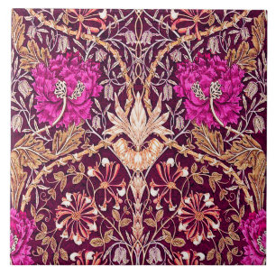 Jugendstil-Blumen, Pflaume, Beige und Tiefpurpur Fliese