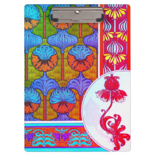 Jugendstil Blumen vintage rosa blau verneuil Klemmbrett