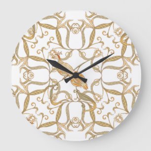 Jugendstil Blumen Vögel Große Wanduhr