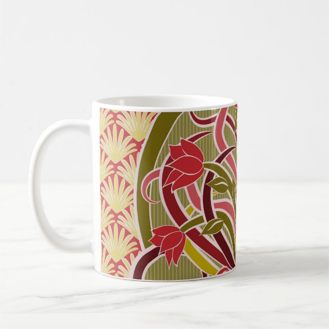 Jugendstil-Blumen-Wallpaper. Kaffeetasse (Links)