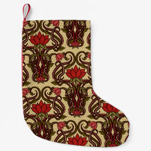 Jugendstil-Blumen-Wallpaper. Kleiner Weihnachtsstrumpf