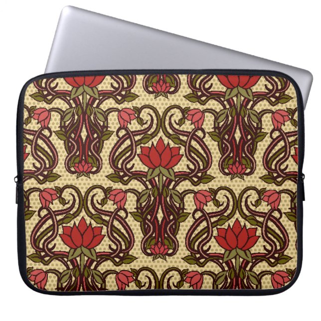 Jugendstil-Blumen-Wallpaper. Laptopschutzhülle (Vorderseite)