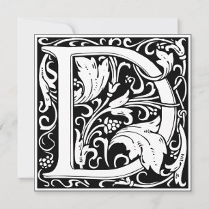 Jugendstil-Blumenalphabet-Monogramm Buchstabe D Einladung