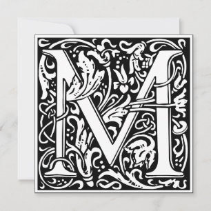 Jugendstil-Blumenalphabet-Monogramm Buchstabe M Einladung