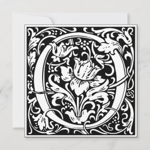 Jugendstil-Blumenalphabet Monogramm Buchstabe O Einladung