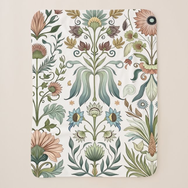 Jugendstil-Blumendesign 402 Blumen Sherpadecke (Vorderseite)