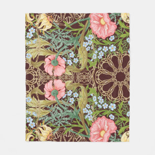 Jugendstil Blumendesign: Farbige Vintage-Muster Fleecedecke