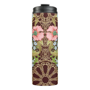 Jugendstil Blumendesign: Farbige Vintage-Muster Thermosbecher