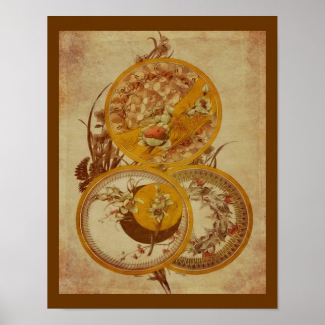 Jugendstil Blumendesign gealtert Poster (Vorne)