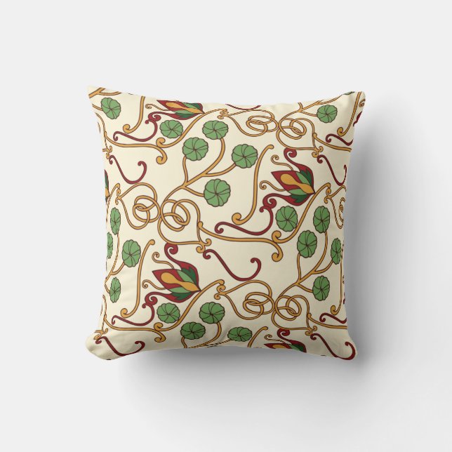 Jugendstil-Blumendesign Kissen (Vorderseite)