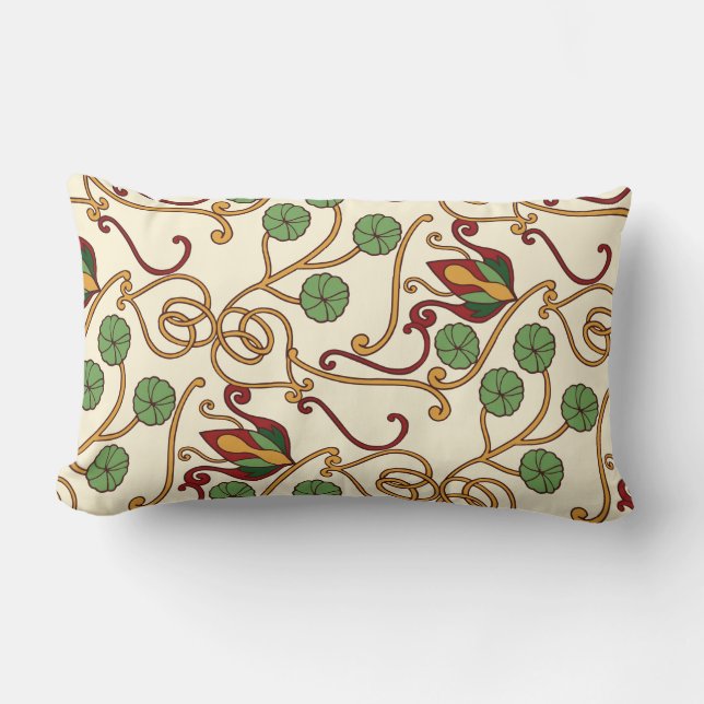 Jugendstil-Blumendesign Lendenkissen (Vorderseite)