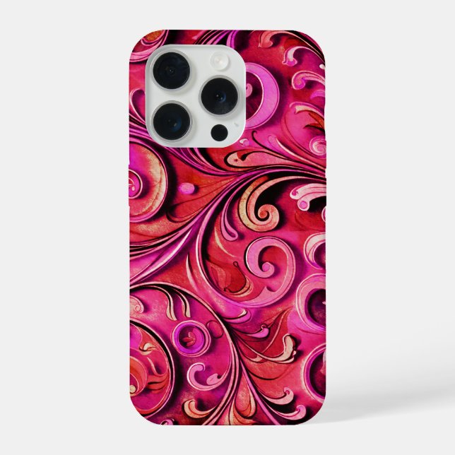 Jugendstil Blumendesign Rostige Rose iPhone Hülle (Rückseite)