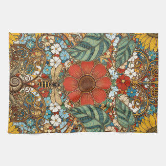 Jugendstil-Blumengarten – Sonnenblumen, Biene Geschirrtuch