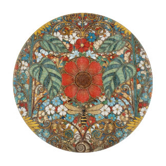 Jugendstil-Blumengarten – Sonnenblumen, Biene Schneidebrett