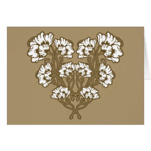Jugendstil-Blumenherz Beige
